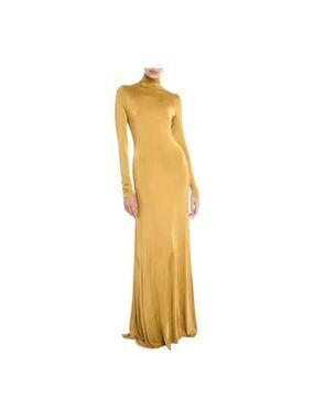 Women's TOVE Gold Long Sleeve Turtleneck Maxi Dress Size 2 (34)